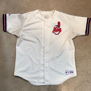Majestic clevland indian White Jersey with Red and Blue Details